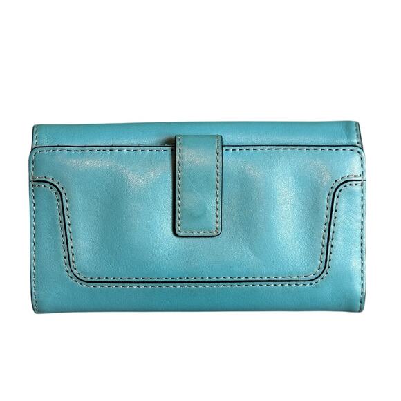 Michael Kors Brookville Leather Wallet Aqua Beauty*Large Organizer - Picture 2 of 12
